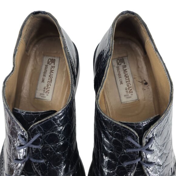 Vintage R. Martegani Italian Exotic Alligator Men size 15M Navy Blue Dress Shoes - Picture 6 of 11